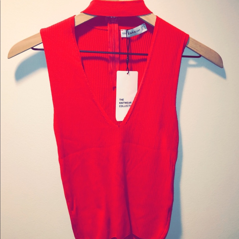 Zara V Neck Choker Crop Top